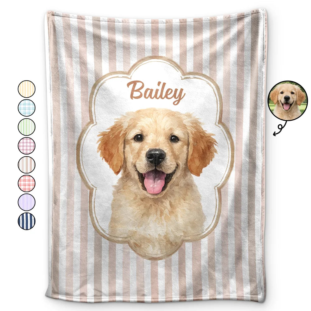 Custom Photo Realistic Watercolor Art Watercolor Dog Cat Pet Portrait Vintage - Personalized Fleece Blanket, Sherpa Blanket