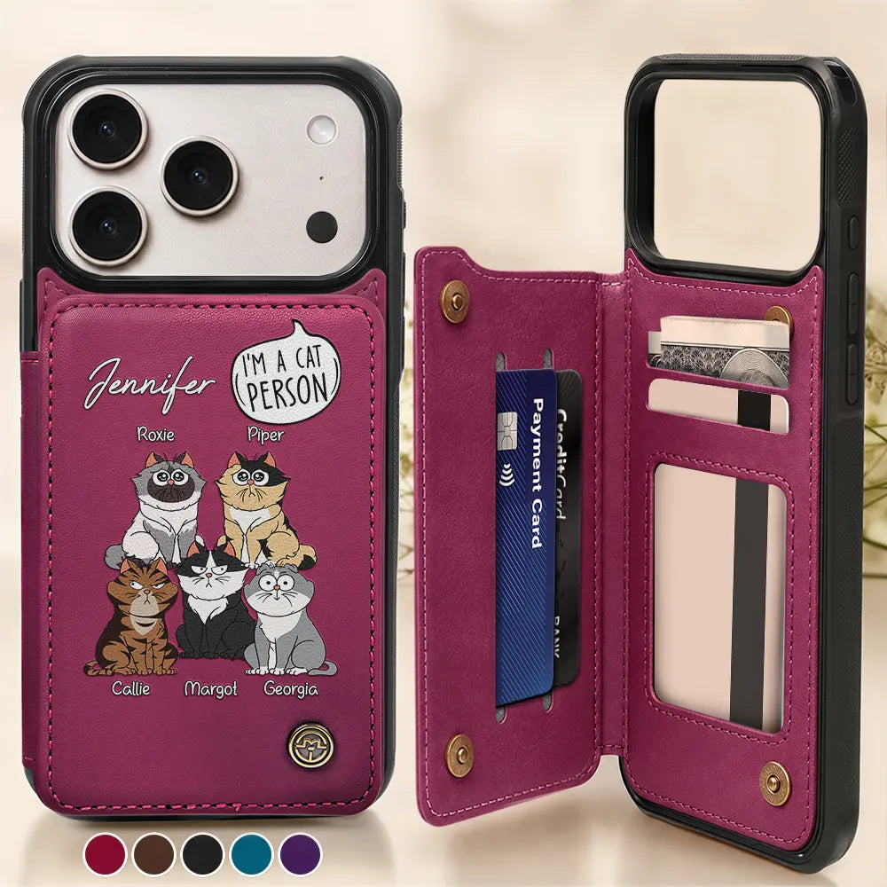 I'm A Cat Person - Personalized Leather Flip Wallet Phone Case