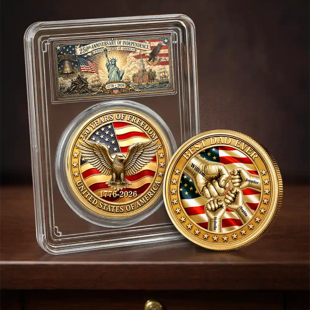 250Th Anniversary Best Dad Grandpa Ever Fist Bump - Personalized Commemorative Keepsake Coin