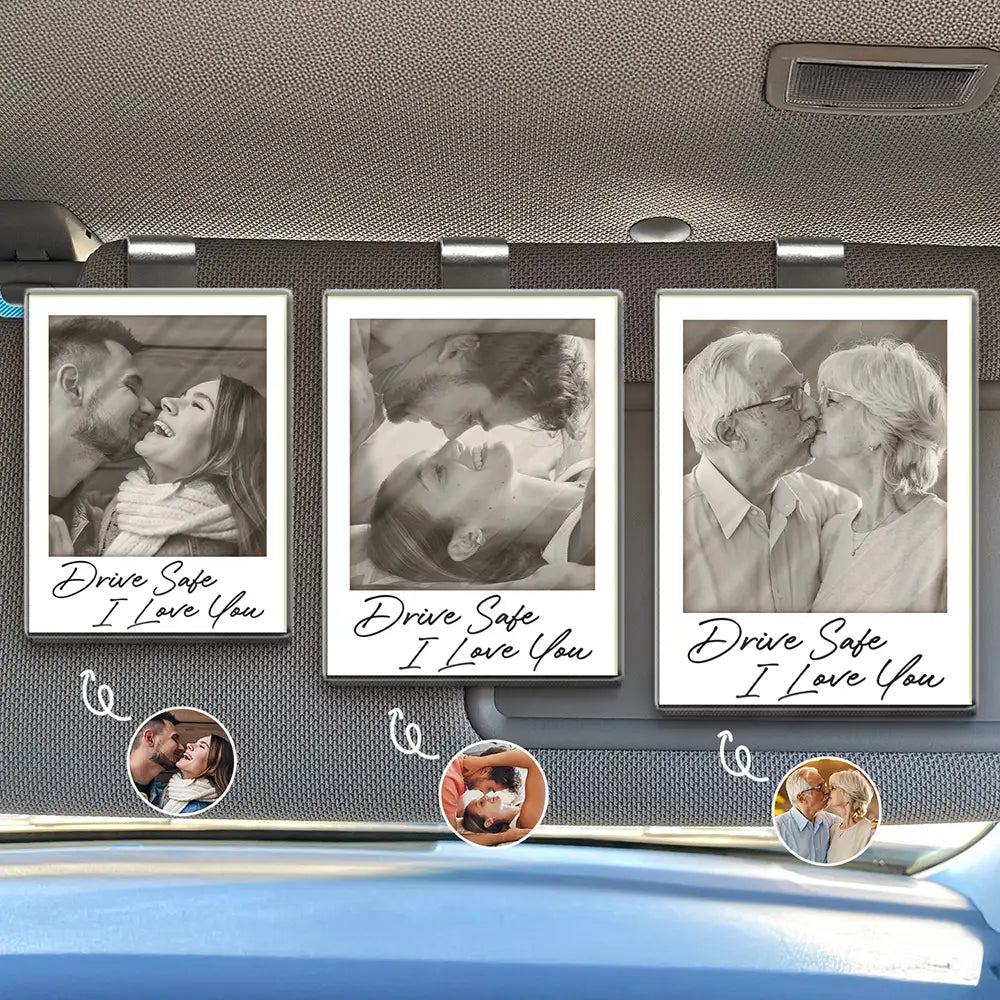 Gift For Couples,Gift For Wife,Gift For Girlfriend,Gift For Women,Love,Old Couples - Custom Photo Drive Safe I Love You Couples Vintage - Personalized Custom Shaped Acrylic Car Visor Clip