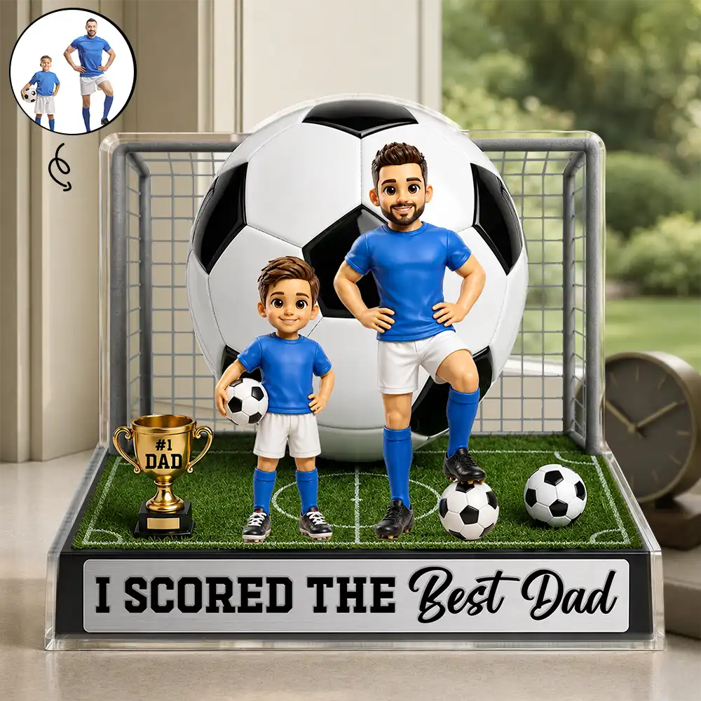 Custom Photo Toybox Figure We Scored The Best Dad - Personalized Custom Shaped Acrylic Plaque
