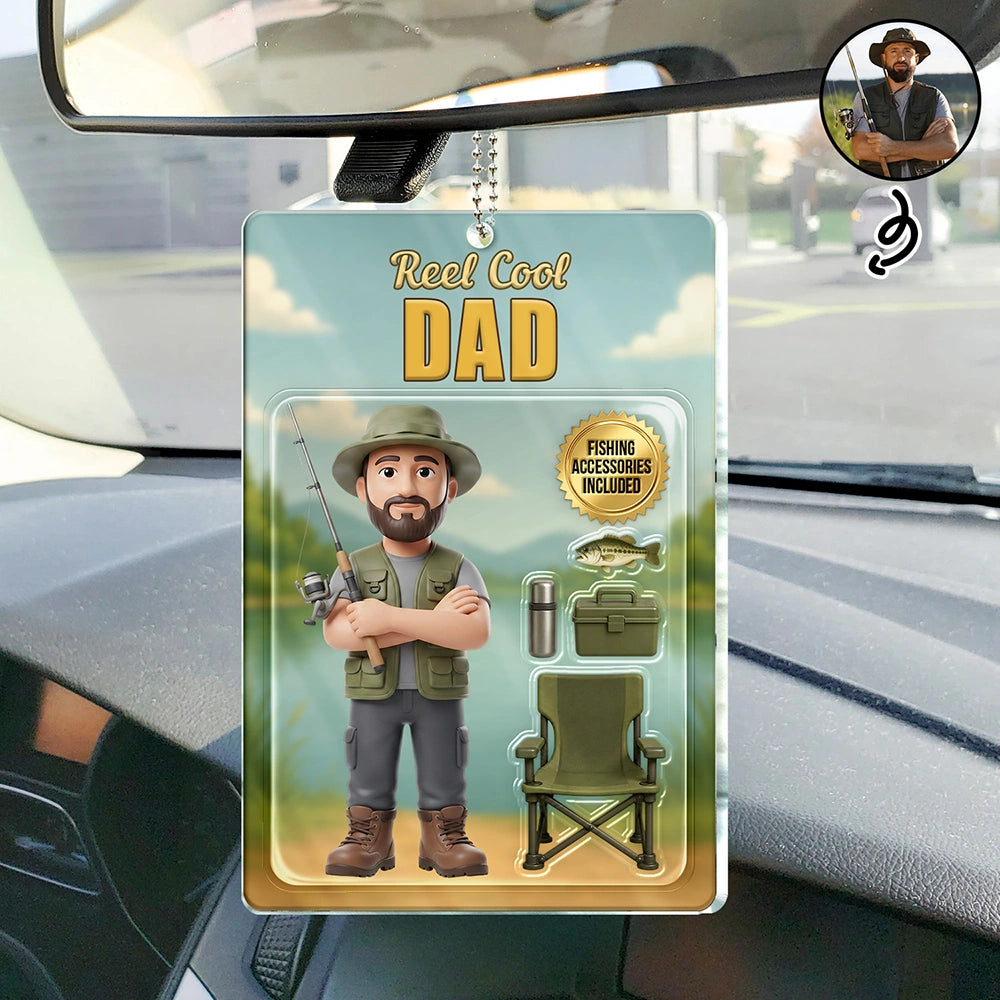 Custom Photo Toybox Figure Fishing Man Dad Grandpa Limited Edition - Personalized Acrylic Car Hanger