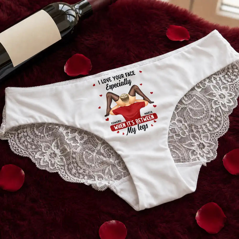 Wedding Anniversary,Gift For Wife,Humorous,Gift For Couples,Vector - I Love Your Face Timber Couple - Personalized Panty