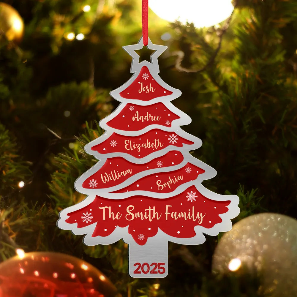 Christmas Tree Family Bestie Custom Names Version 3 - Personalized Metal Ornament