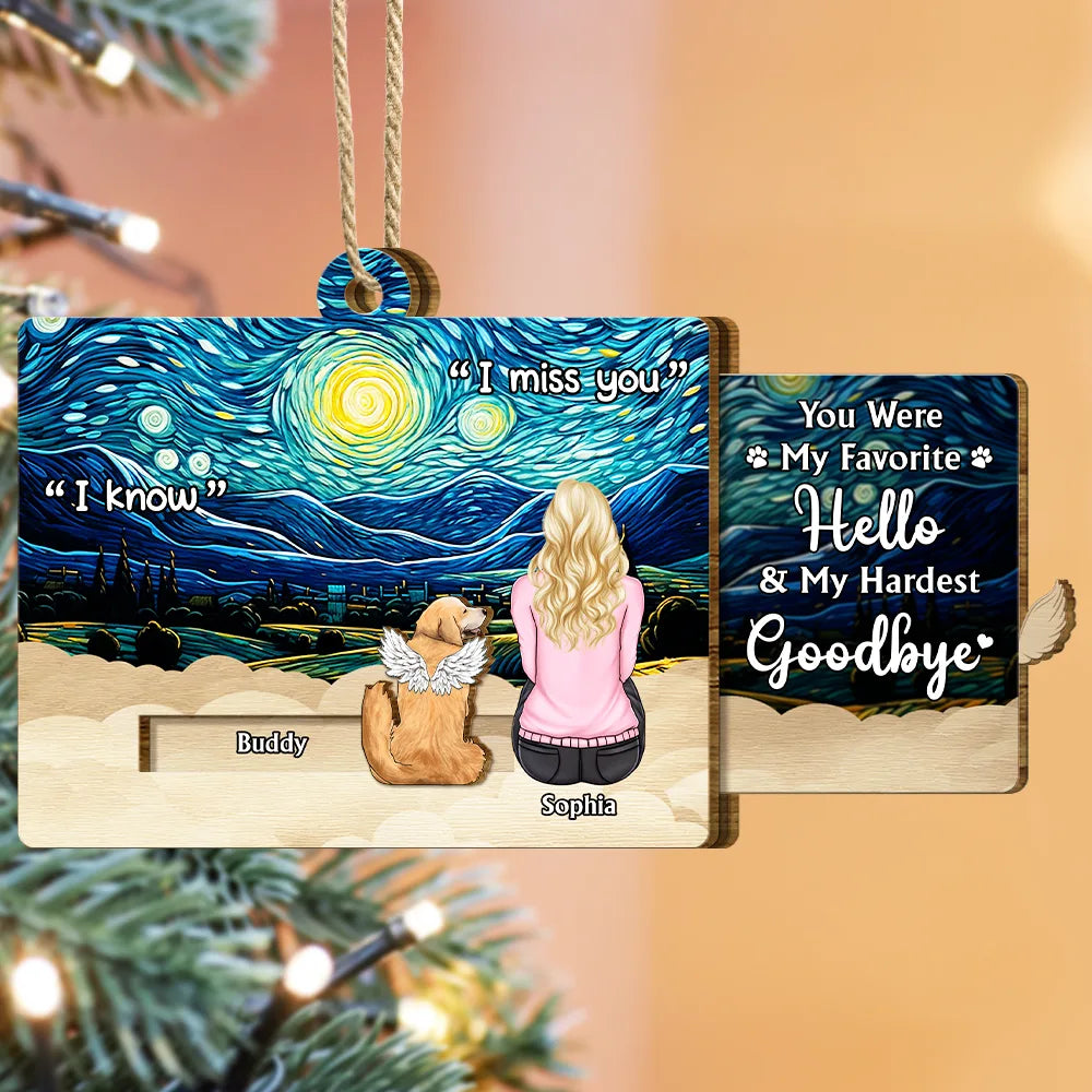 My Hardest Goodbye I Miss You Memorial Dog Cat - Personalized Wooden Slide Ornament