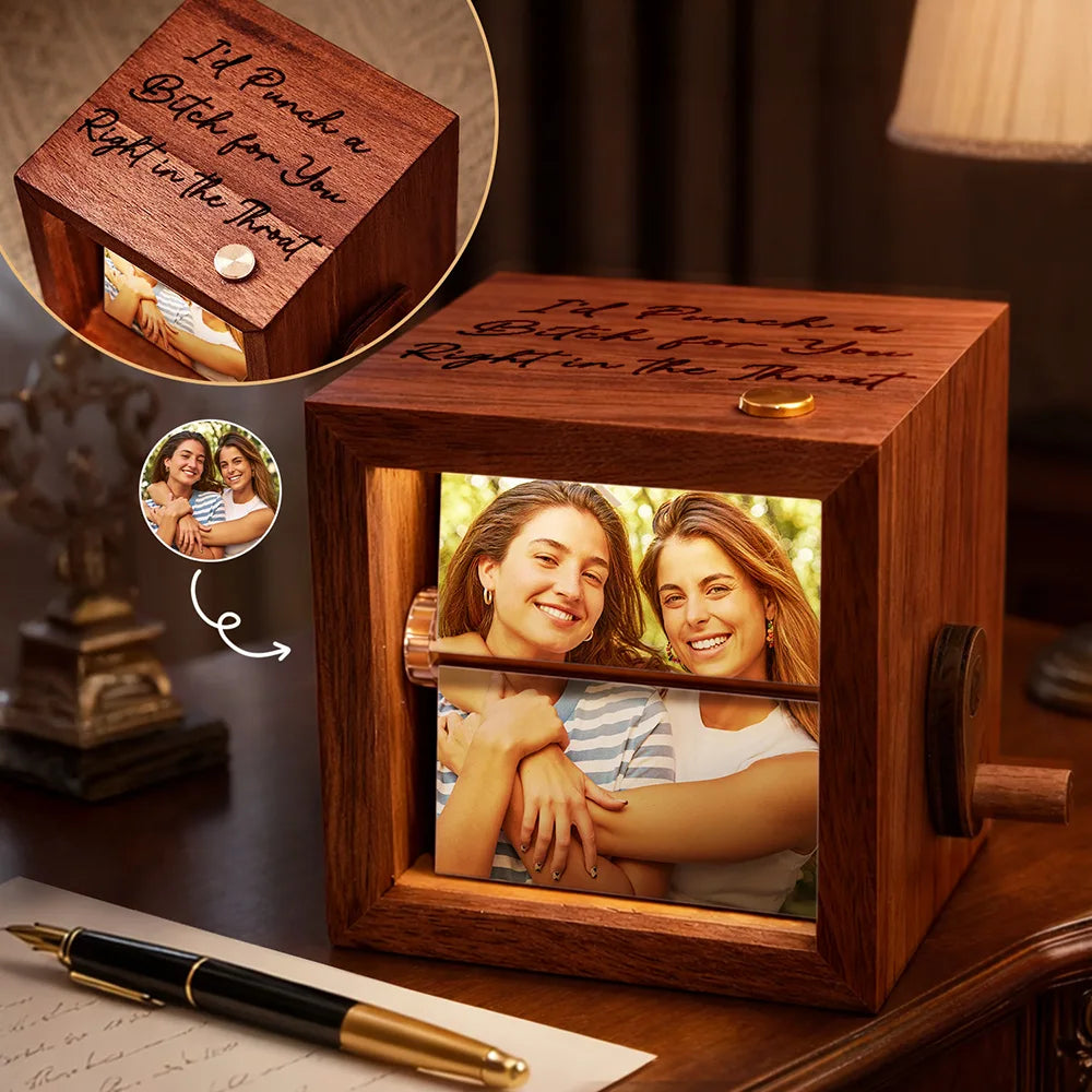 Custom Photo Right In The Throat Bestie Sister - Personalized Flipbook Frame Animation Machine