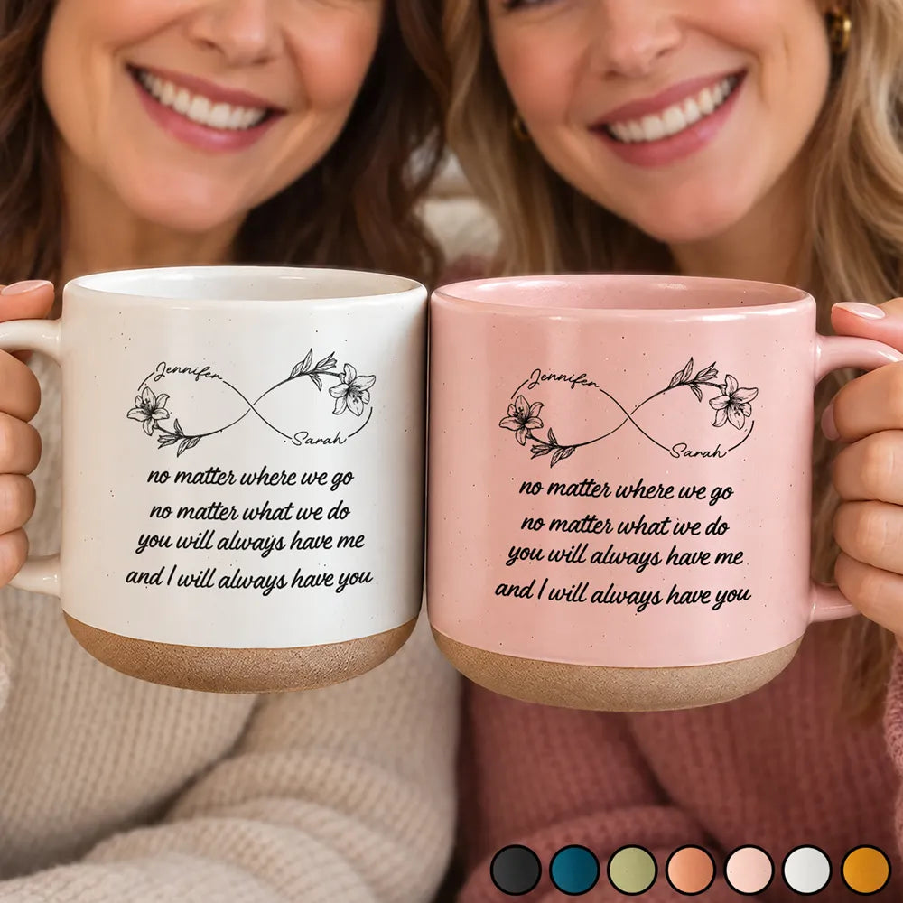 Afro Besties,Christmas,Gift For Bestie,Sentimental,Vector - Just Because Gift For Besties - Personalized Birth Month Flower Pottery Mug