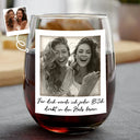 Gift For Bestie,Old Best friends,Gift For Women - Eigenes Foto Besties Grayscale Direkt In Den Hals Boxen - Personalisierte Weingläser Ohne Stiel