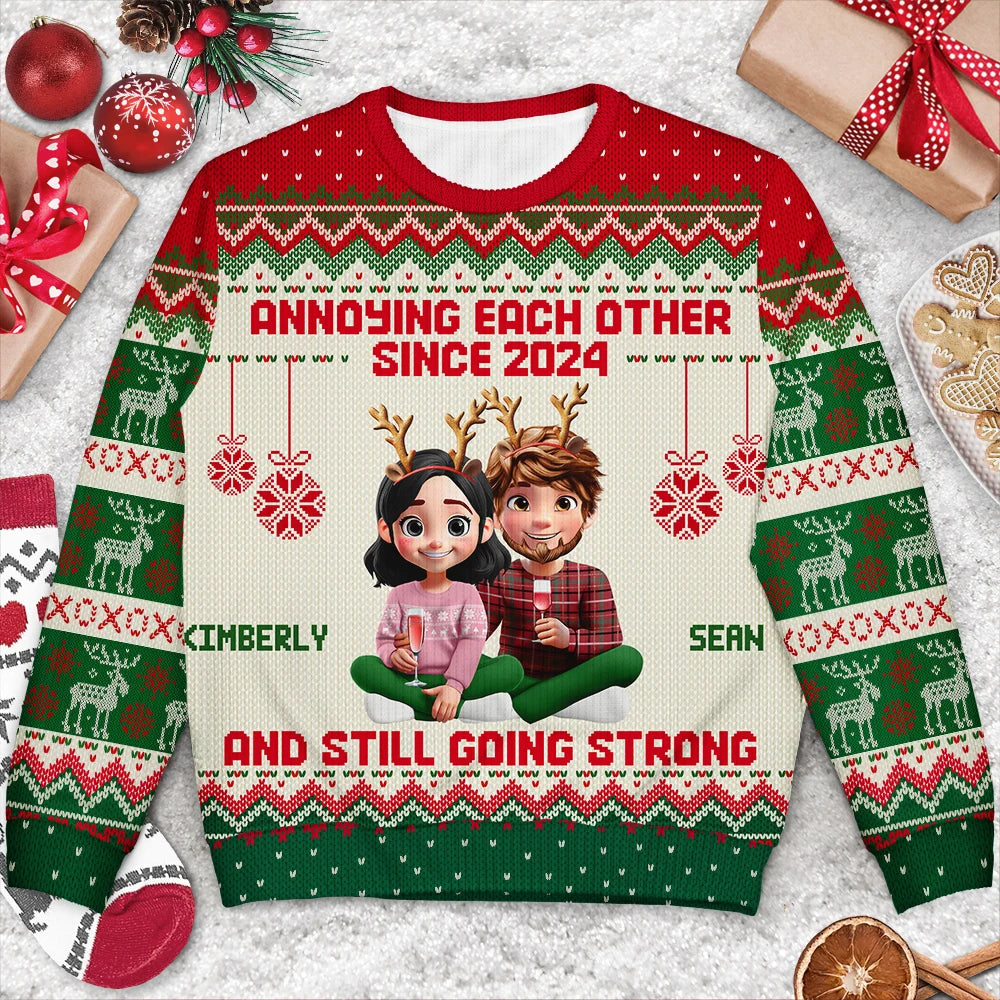 Gift For Couples,Funny,Christmas - Annoying Each Other Since Year 3D Effect Couple - Personalized Unisex Ugly Sweater