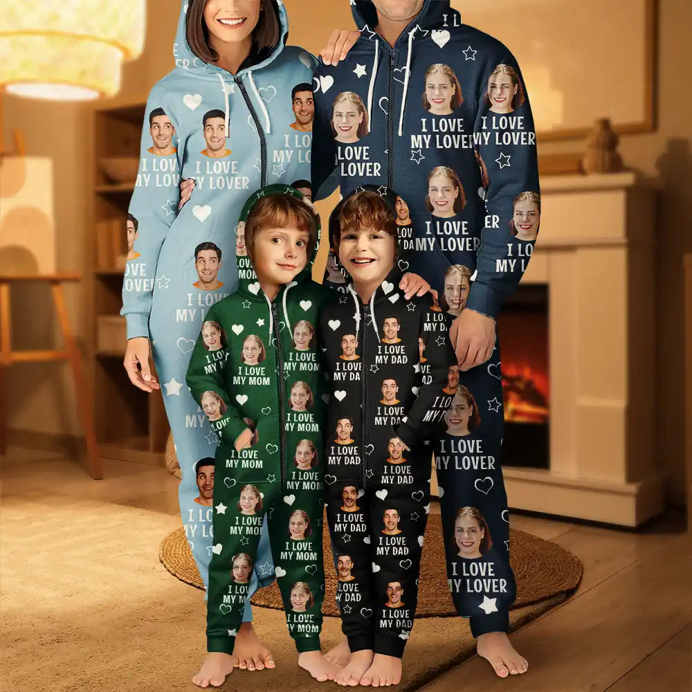 Gift For Husband,Gift For Wife,Gift For Couples,Custom Photo,Funny - Custom Photo Funny I Love My Wife Husband - Personalized Overall Onesie Hooded Jumpsuit