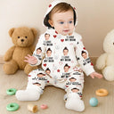 Gift For Husband,Gift For Wife,Gift For Couples,Custom Photo,Funny - Custom Photo Funny I Love My Wife Husband - Personalized Overall Onesie Hooded Jumpsuit