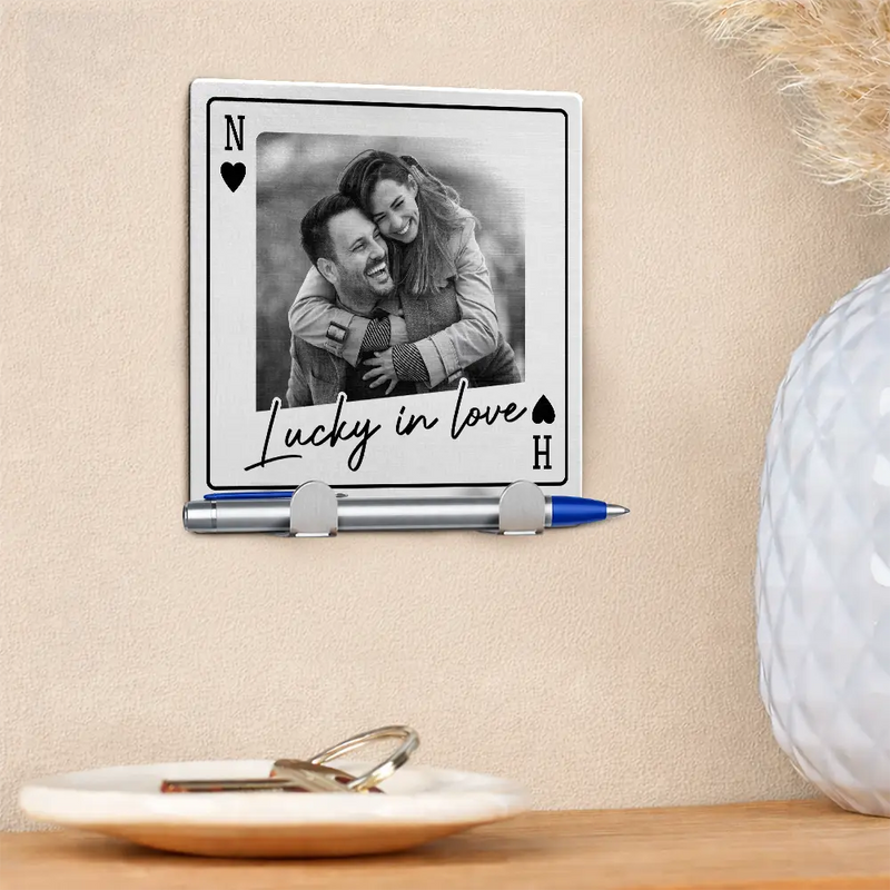 Gift For Couples, Custom Photo, Love - Custom Photo Couple Drive Safe Handsome Playing Card - Personalized Mini Key Hook