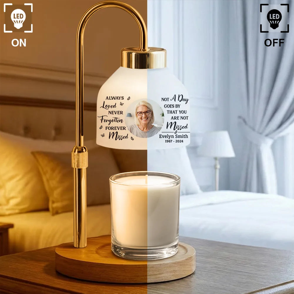Memorial,Family,Love,Sad - Custom Photo Memorial Always Loved Never Forgotten - Personalized Candle Warmer Lamp