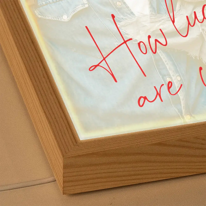 New Mom,New Dad,New baby,Gift For Mother,Love,Happy,Custom Photo - Custom Photo How Lucky Are We Family Card Style Art - Personalized Light Up Picture Frame