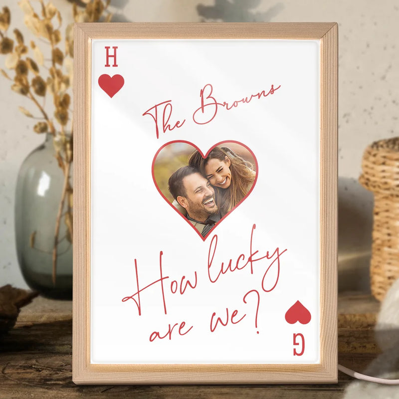 New Mom,New Dad,New baby,Gift For Mother,Love,Happy,Custom Photo - Custom Photo How Lucky Are We Family Card Style Art - Personalized Light Up Picture Frame