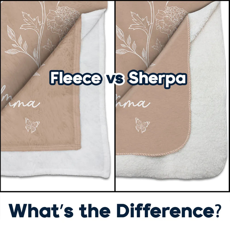 Gift For Mother,Gift For Grandma,Love,Happy - Mom Grandma Great Grandma Birth Flower - Personalized Fleece Blanket, Sherpa Blanket