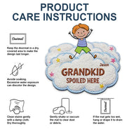 Gift For Grandma,Gift For Grandpa,Grandpa - Grandkids,Grandma - Grandkids,Gift For Women,Gift For Men,Happy,Stick Figure,Pet Lovers - Faux Embroidery Effect Stick Figures Spoiled Grandkids Live Here - Personalized Custom Shaped Doormat