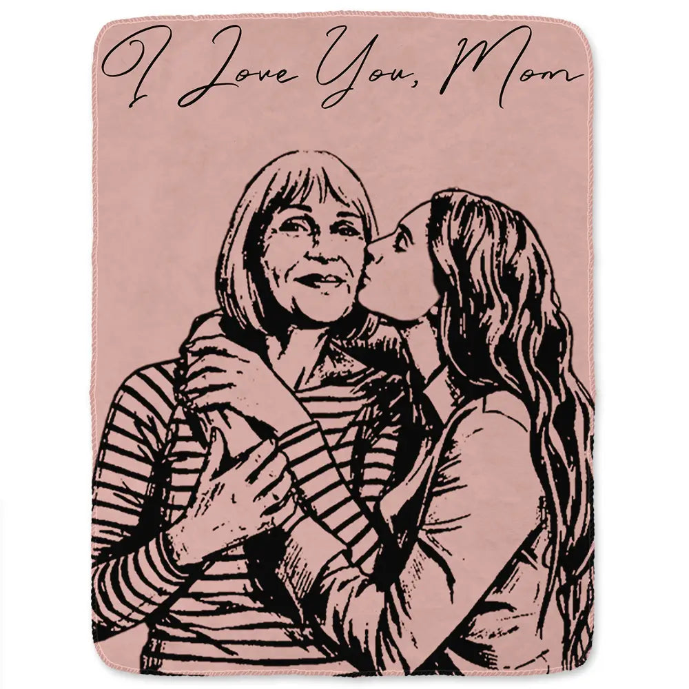 Family,Gift For Bestie,Dog Lovers,Cat Lovers,Happy,Custom Photo,Gift For Mother,Gift For Father - Custom Photo Pencil Sketch Family Dog Cat Portrait - Personalized Fleece Blanket, Sherpa Blanket