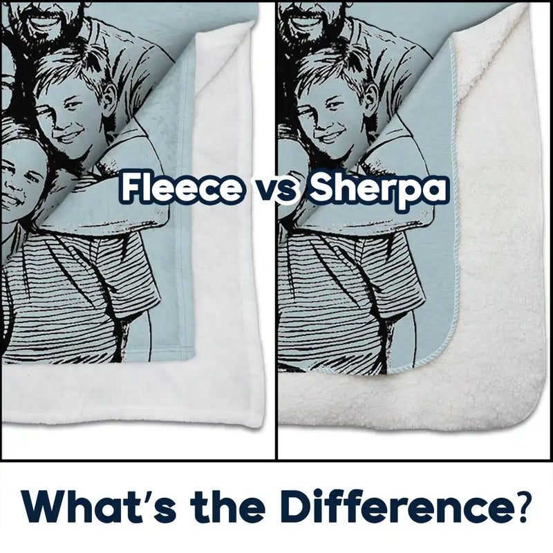 Family,Gift For Bestie,Dog Lovers,Cat Lovers,Happy,Custom Photo,Gift For Mother,Gift For Father - Custom Photo Pencil Sketch Family Dog Cat Portrait - Personalized Fleece Blanket, Sherpa Blanket