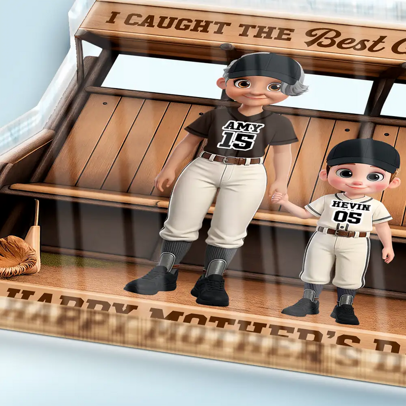 Gift For Mother,Gift For Grandma,Baseball,Happy - Baseball Dugout We Caught The Best Mom - Personalized Custom Shaped Acrylic Plaque
