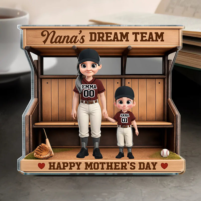 Gift For Mother,Gift For Grandma,Baseball,Happy - Baseball Dugout We Caught The Best Mom - Personalized Custom Shaped Acrylic Plaque