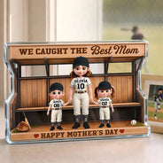 Gift For Mother,Gift For Grandma,Baseball,Happy - Baseball Dugout We Caught The Best Mom - Personalized Custom Shaped Acrylic Plaque