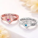 Gift For Mother,Love,Mom - Daughters (Adult),Happy,Gift For Daughter - Custom Gemstones Love You Always Mom And Daughters - Personalized Birthstone Heart Ring