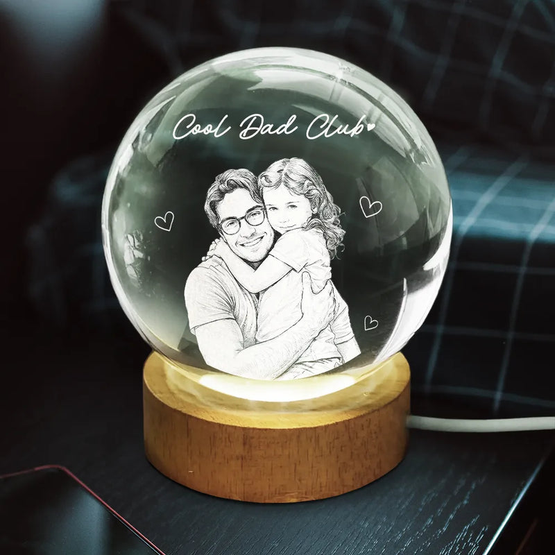 Gift For Father,Gift For Grandpa,Pet Lovers,Pet Mom,Pet Dad,Dog Lovers,Dog Mom,Dog Dad,Cat Lovers,Cat Mom,Cat Dad,Non-Eng,Photo - Pencil Sketch (White BG),Humorous - Custom Photo Pencil Sketch Art Family Dog Cat Portrait - Personalized Crystal Globe Lamp