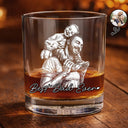 Gift For Father,Gift For Grandpa,Pet Lovers,Pet Mom,Pet Dad,Dog Lovers,Dog Mom,Dog Dad,Cat Lovers,Cat Mom,Cat Dad,Non-Eng,Photo - Pencil Sketch (Dark BG),Humorous - Custom Photo White Pencil Sketch Art Family Dog Cat Portrait - Personalized Whiskey Glass