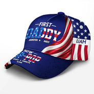 Gift For Father,Gift For Grandpa,Independence Day,Special Font,Proud - America First Dad Now Grandpa US Pride Patriotic - Personalized Classic Cap