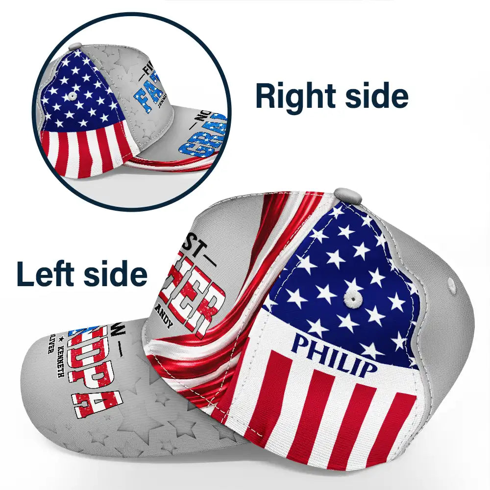 Gift For Father,Gift For Grandpa,Independence Day,Special Font,Proud - America First Dad Now Grandpa US Pride Patriotic - Personalized Classic Cap