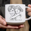 Gift For Father,Gift For Grandpa,Non-Eng,Photo - Pencil Sketch,Proud - Custom Photo Pencil Sketch Best Dad Grandpa Ever Family Portrait - Personalized Pottery Mug