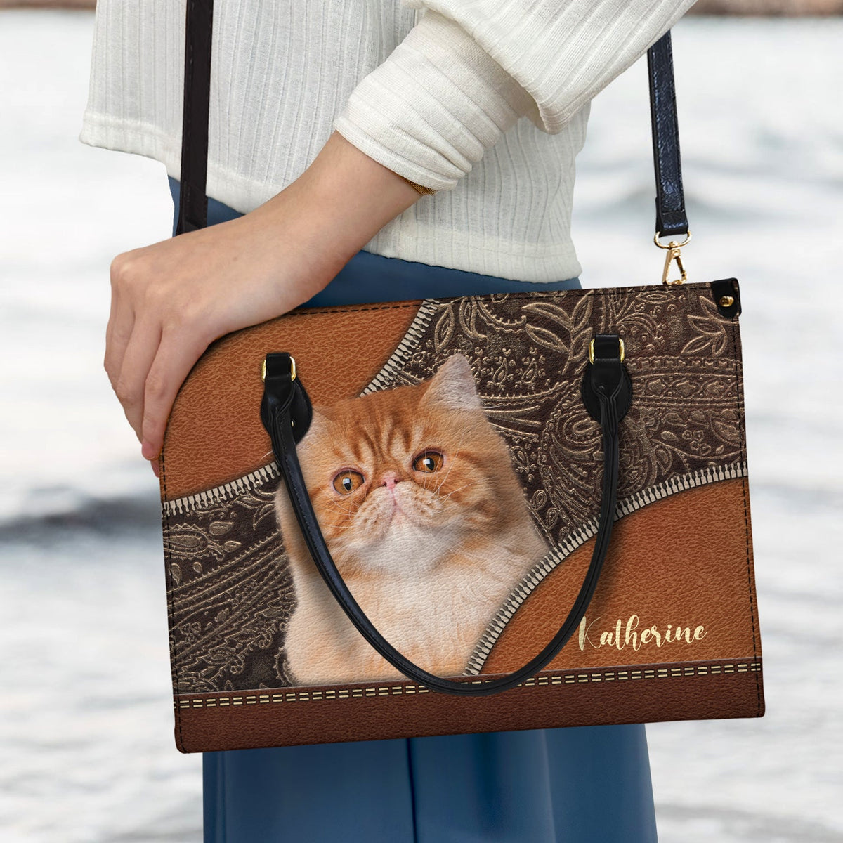 Custom Photo Dog Face - Gift For Pet Lovers - Personalized Leather Bag