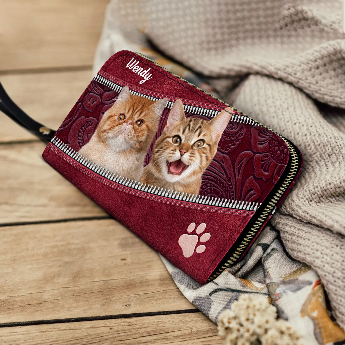 Custom Photo Dogs And Cats Aesthetic Pattern - Loving Gift For Pet Lovers - Personalized Leather Long Wallet