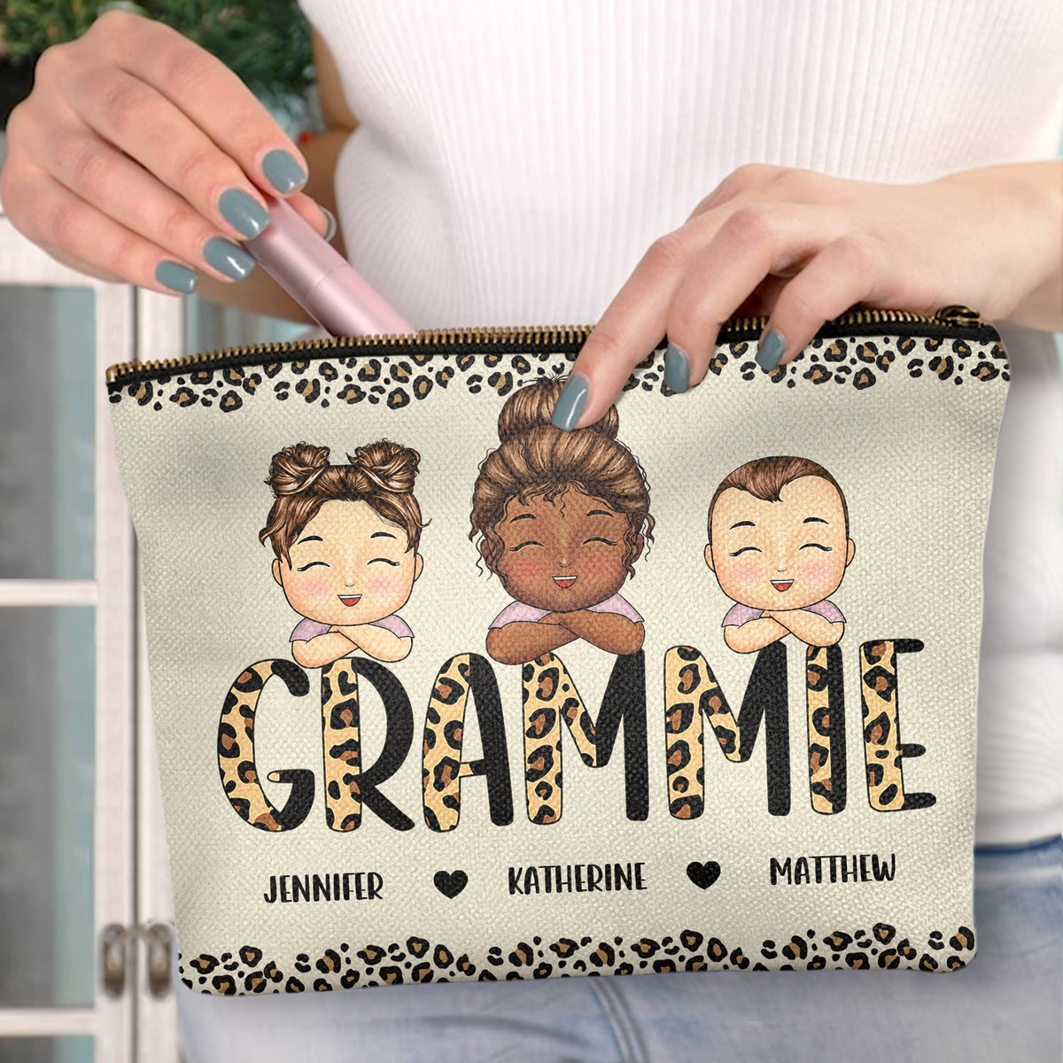 Leopard Mama Nana Title - Birthday, Loving Gift For Mom, Mum, Mother, Grandma, Grandmother - Personalized Cosmetic Bag