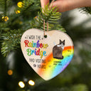 I Wish The Rainbow Bridge Had Visiting Hours - Cat Memorial Gift - Personalized Custom Heart Ceramic Ornament