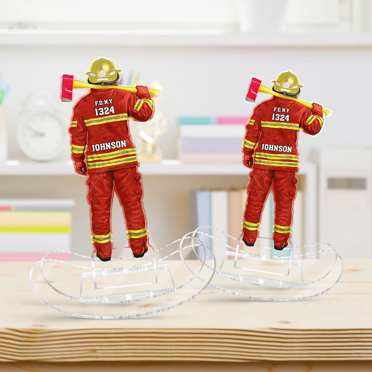 Firefighter Uniform - Gift For Firefighter - Personalized Acrylic Shaking Stand