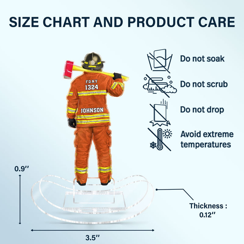 Firefighter Uniform - Gift For Firefighter - Personalized Acrylic Shaking Stand