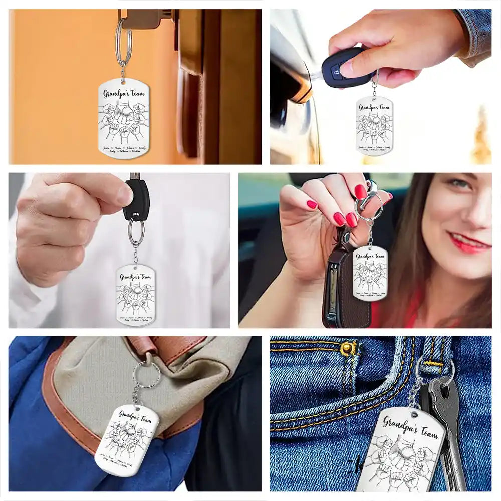 Daddy's Team Fist Bump - Personalized Aluminum Keychain