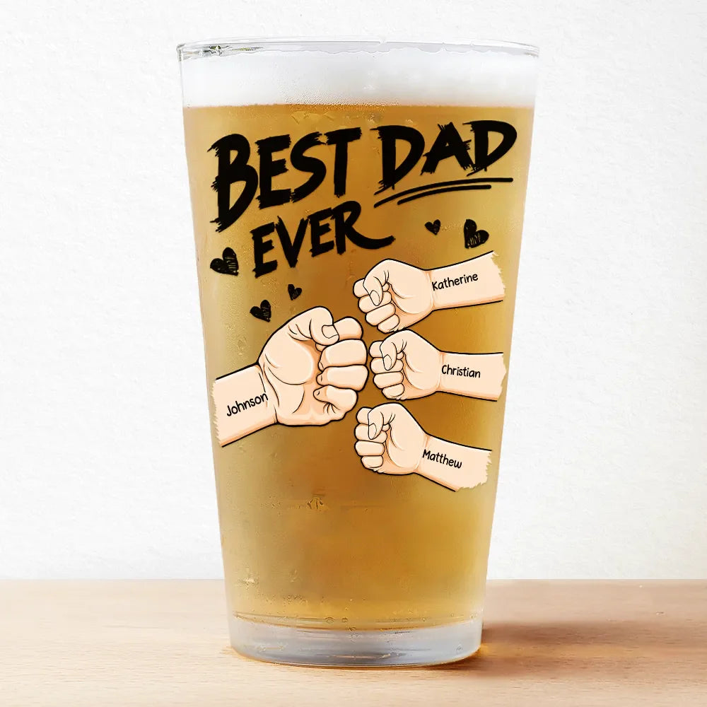 Best Dad Ever Fist Bump - Personalized Beer Glass