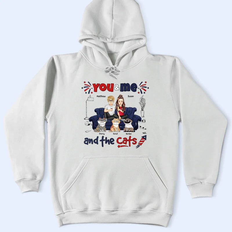 Stars & Stripes You And Me And The Cats - Personalized T Shirt