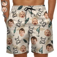 Custom Photo Reel Cool Dad - Personalized Unisex Beach Shorts