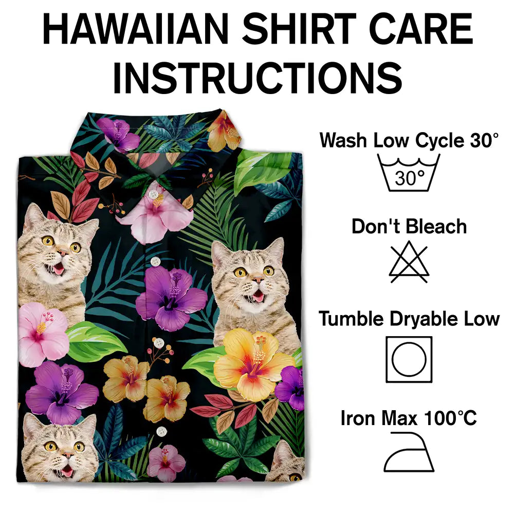Custom Photo Dark Tropical Flowers - Personalized Hawaiian Shirt