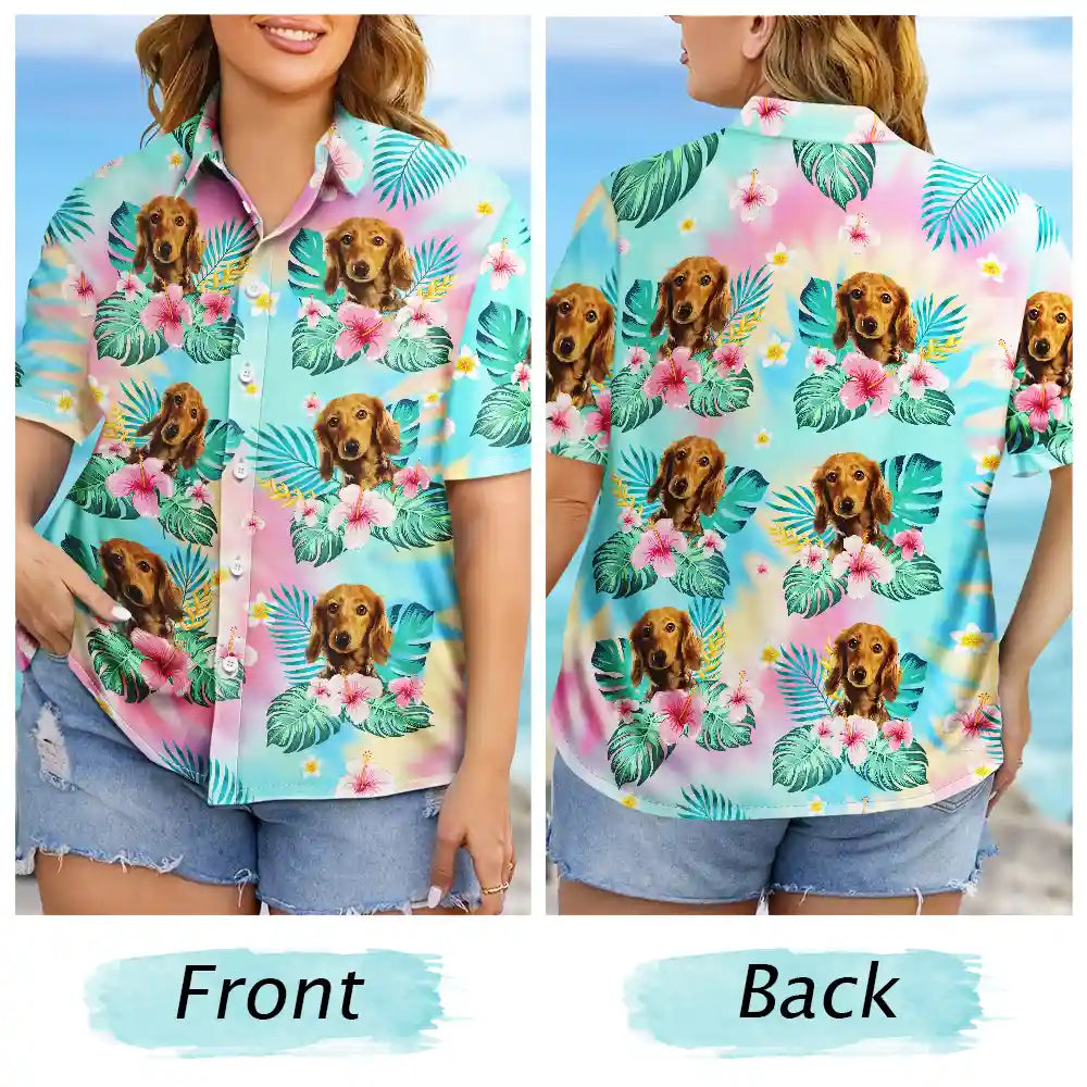 Custom Photo Tie Dye Pet Face - Personalized Hawaiian Shirt