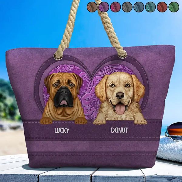 Cute Dogs Aesthetic Pattern - Personalized Beach Bag