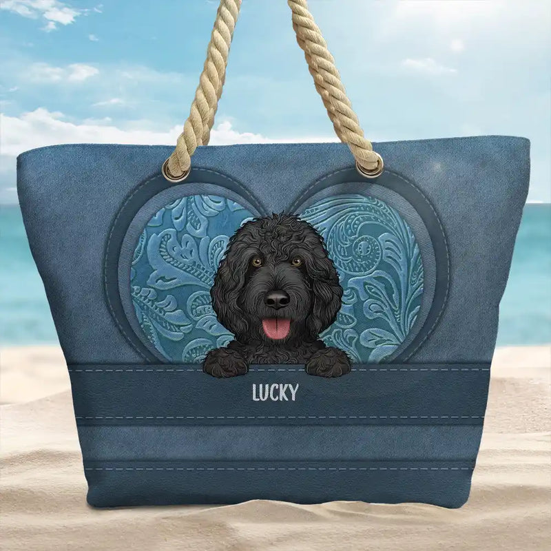 Cute Dogs Aesthetic Pattern - Personalized Beach Bag