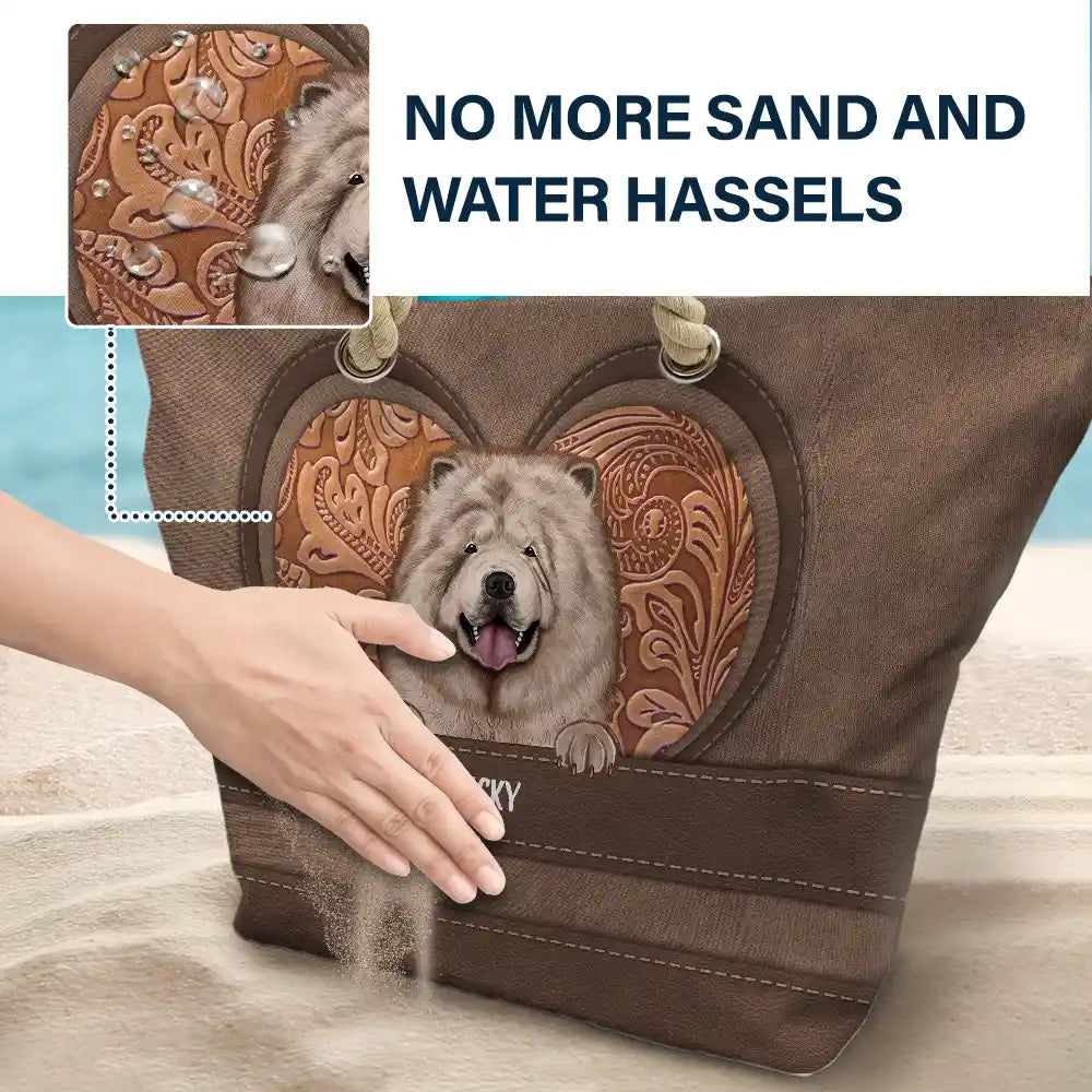 Cute Dogs Aesthetic Pattern - Personalized Beach Bag
