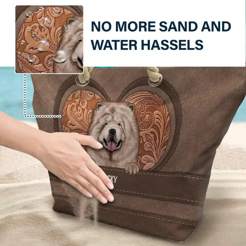 Cute Dogs Aesthetic Pattern - Personalized Beach Bag