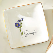 Birth Flowers For Women - Personalized Ring Dish