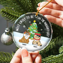 Christmas Funny Cartoon Cats On The Naughty List - Personalized Circle Glass Ornament